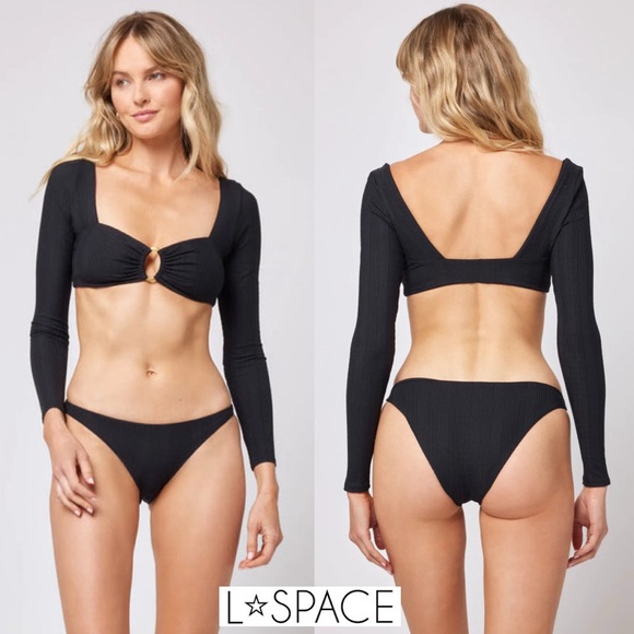 l*space Other - L*SPACE Beatrix Top Long Sleeve Covered Bikini NWT in Black Sz. S